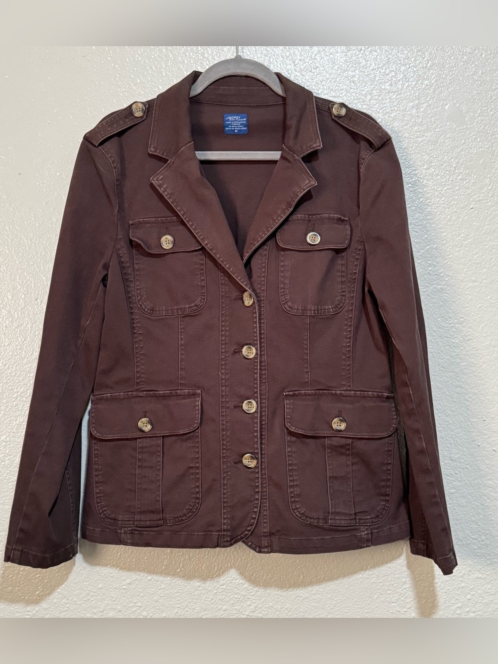 Women’s Sz. Med. Military Utility 4 Pocket Brown Button Down Jacket